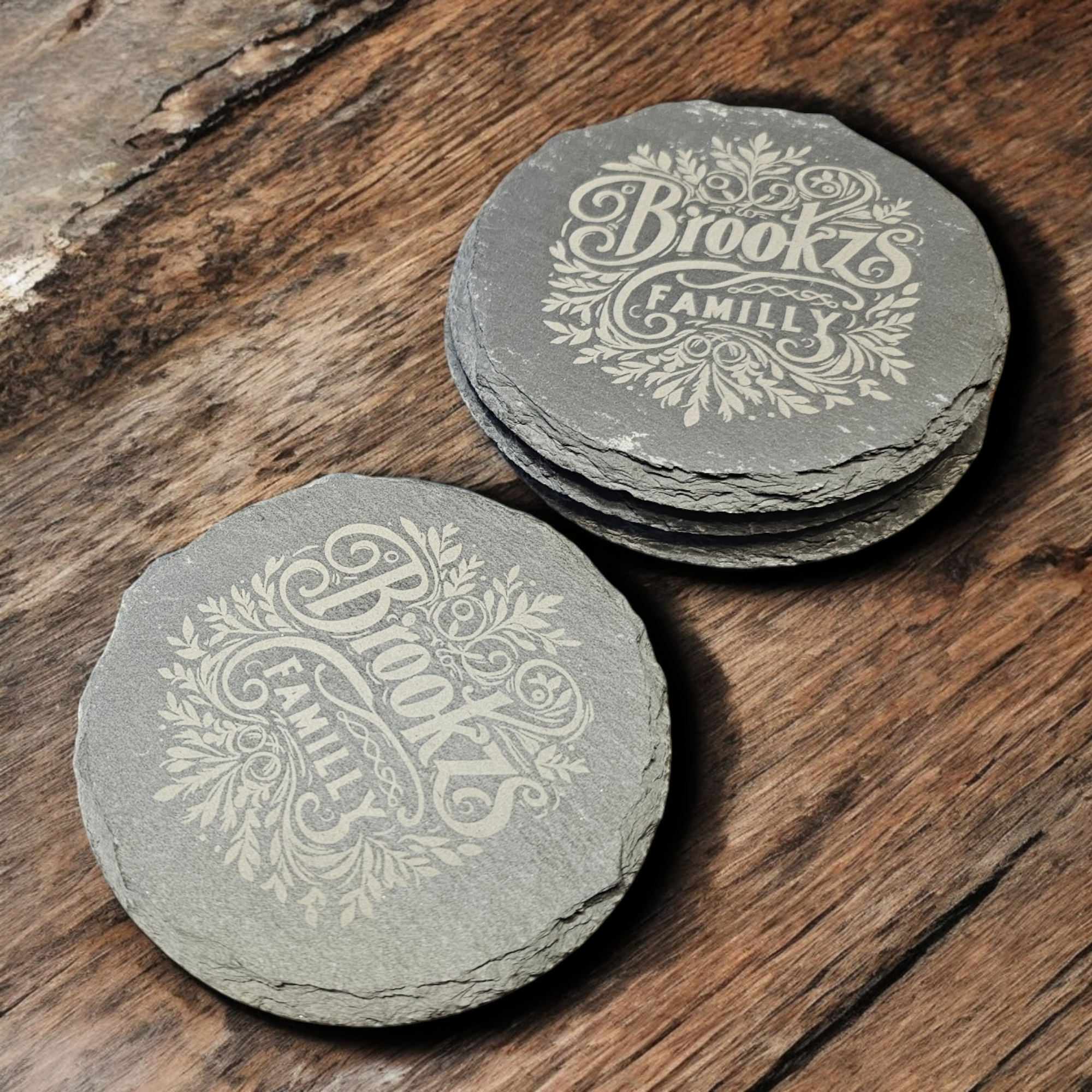 Engraved Circle Engraved Coaster set