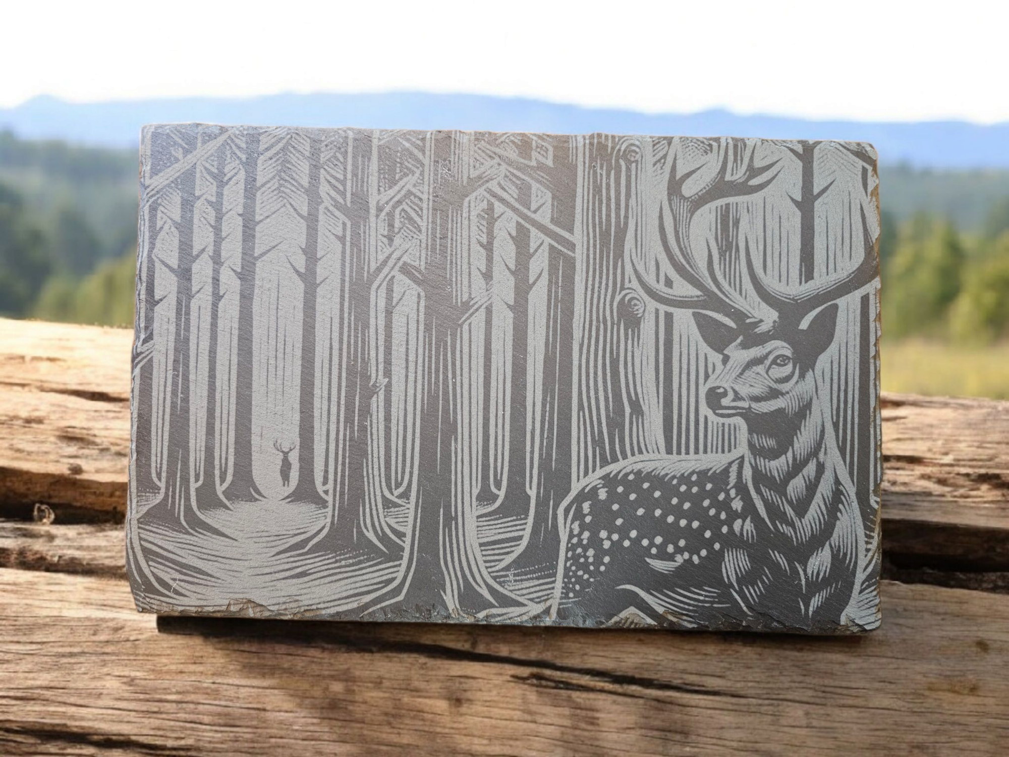 Outdoor Deer Slate Board for Charcuterie , Cheese, Hotplate