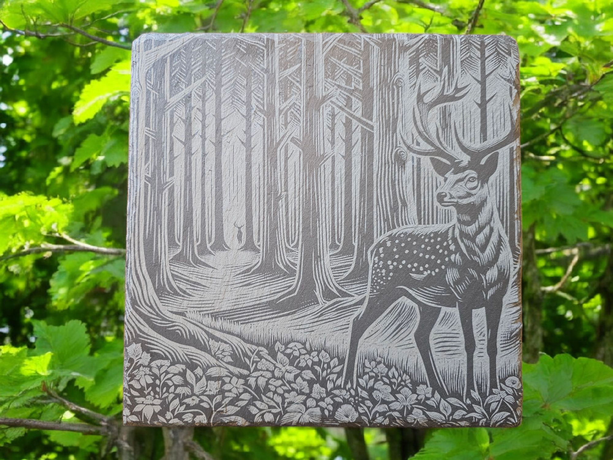 Outdoor Deer Slate Board for Charcuterie, Cheese, Hotplate
