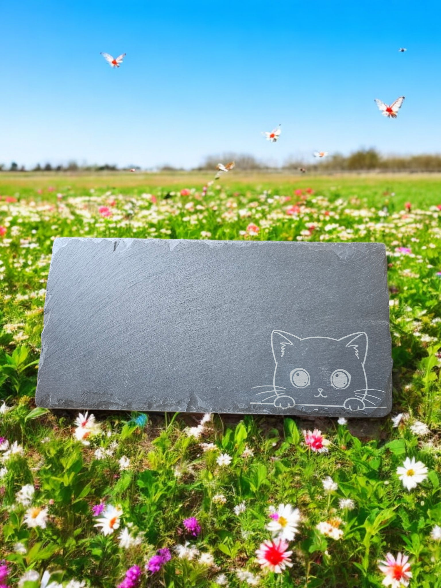 Peekaboo Cat Slate Board, Charcuterie, Cheese, Hotplate