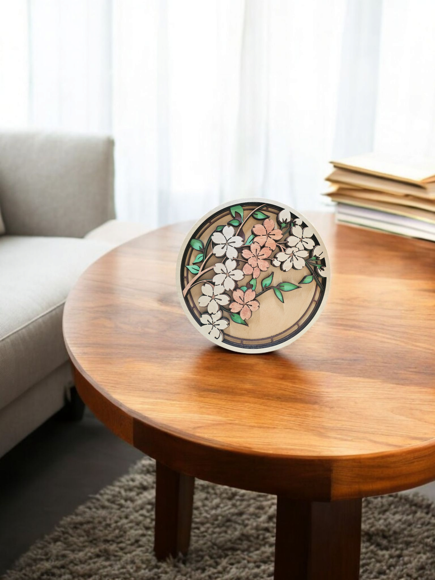 Layered Wood Cherry Blossom Wall Art