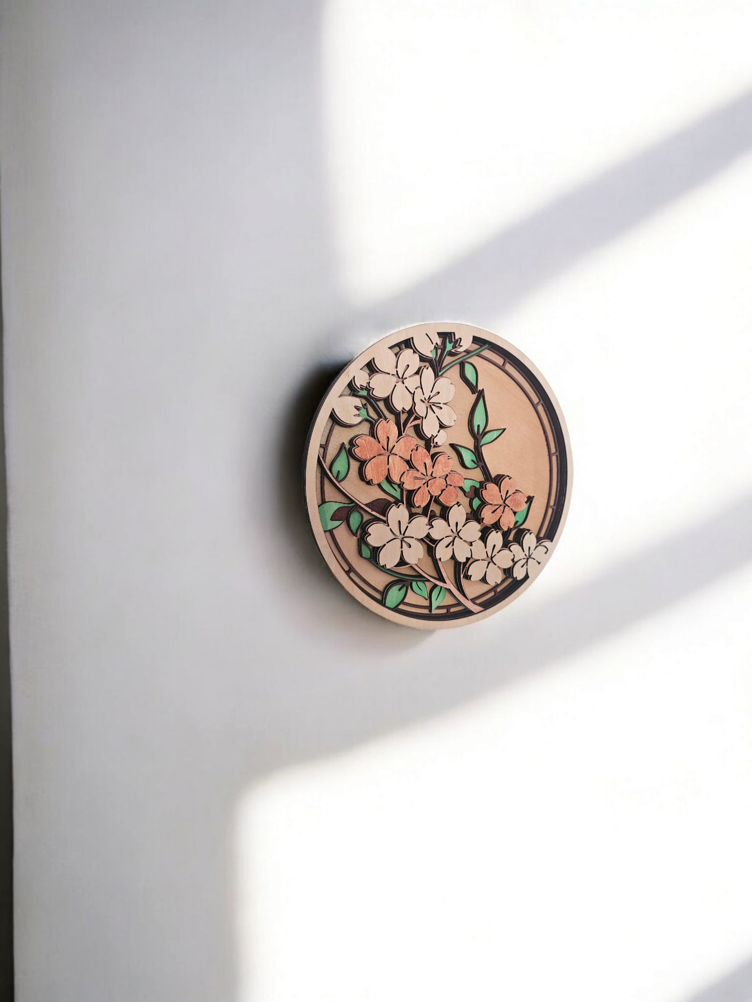 Layered Wood Cherry Blossom Wall Art