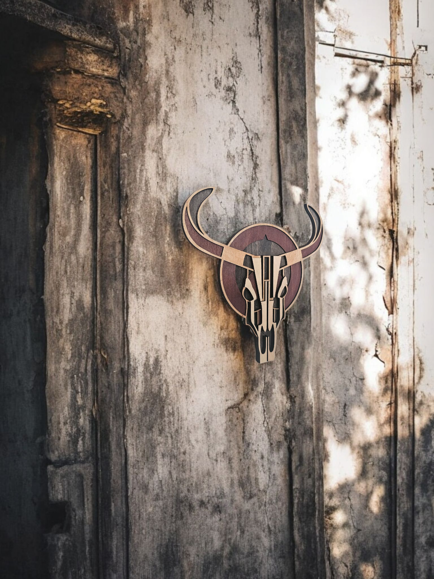 Layered Cow Skull Wall Art