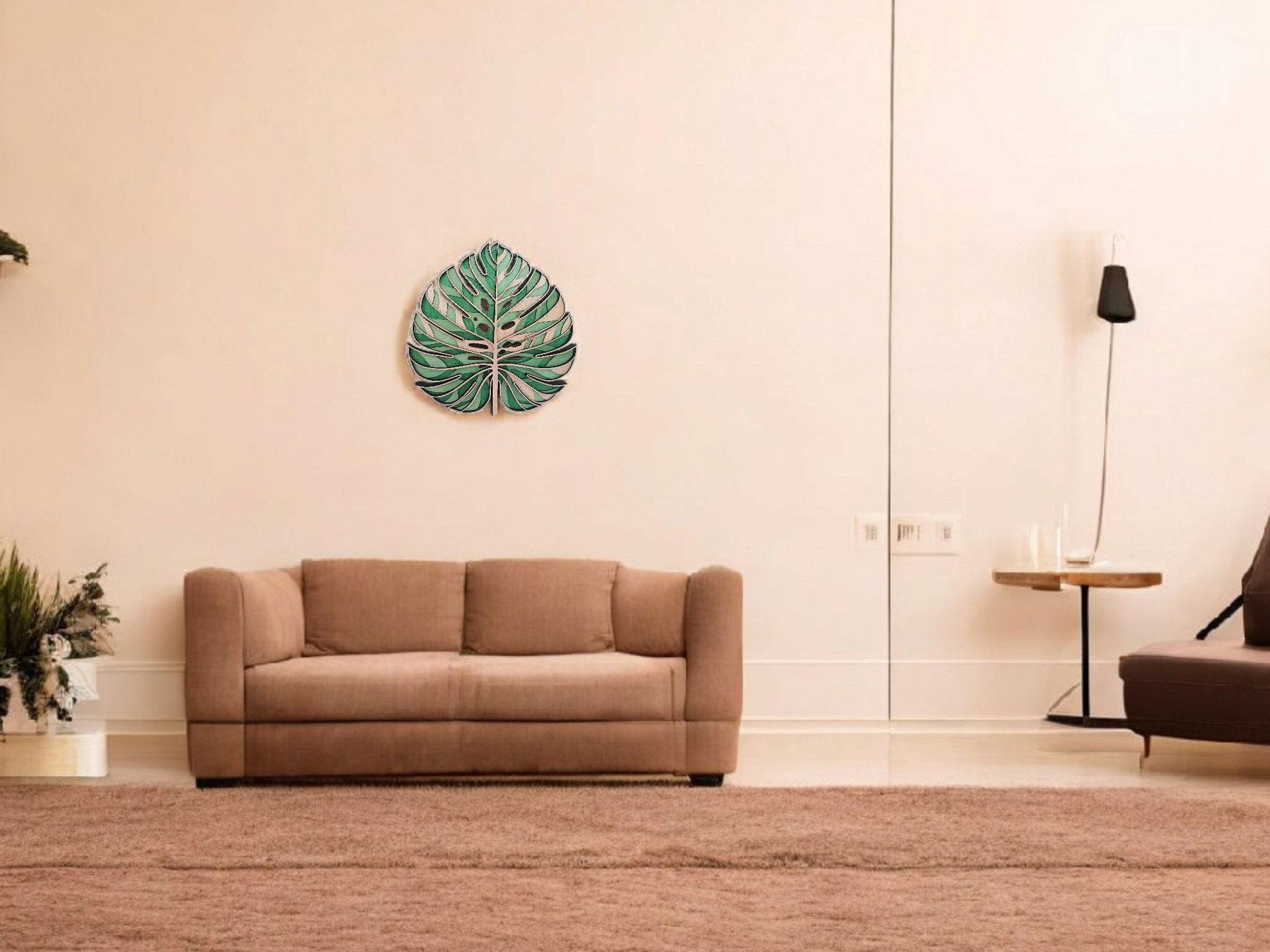 Layered Monstera Leaf Wood Wall Art